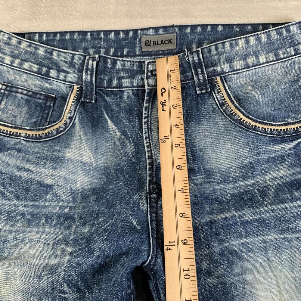 Black Jeans Mens 30x32 Blue Relaxed Straight‎ Leg Distressed Denim Vintage Style - Picture 5 of 14